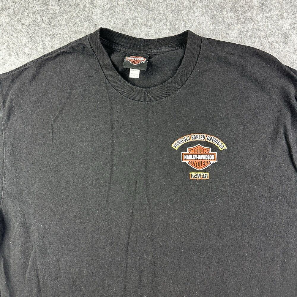 Harley Davidson Shirt Mens XL Black Honolulu Hawaii Tiki Motorcycle Adult Tee - Picture 7 of 14